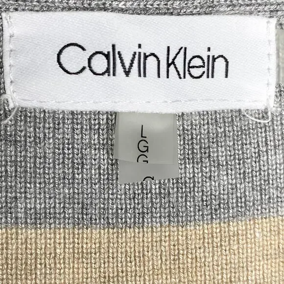 Calvin Klein Striped Heavy Knit Cardigan Large - Picture 5 of 10